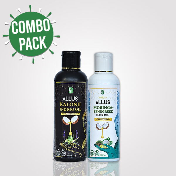 Allus Kalonji Indigo Oil 100ml  + Allus Moringa Fenugreek Oil 100ml (Pack of 2)