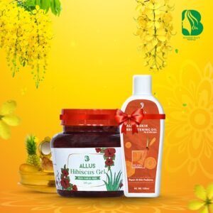Home 70 Allus Hibiscus Gel 250gm + Allus Skin Brightening Oil 100ml (Pack of 2)