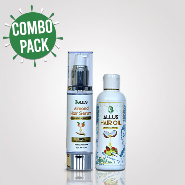 Allus Hair Oil 100ml + Allus Almond Hair Serum 50ml (Pack of 2)
