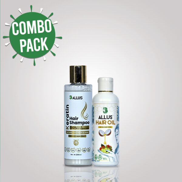 Allus Hair Oil : 100ml + Allus Keratin Shampoo - 200ml (Pack of 2)