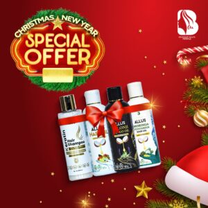 Allus Hair Oil 200ml + Allus Kalonji Indigo Oil 200ml + Allus Moringa Hair Oil 200ml + Allus Keratin Hair Shampoo 200ml (Pack of 4)