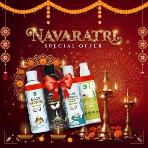 Allus Hair Oil 200ml + Allus Kalonji Indigo Oil 200ml + Allus Moringa Hair Oil 200ml + Allus Rosemary Water 200ml (Pack of 4)