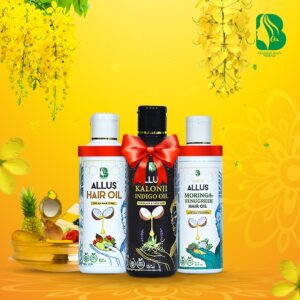 Home 49 Allus Hair Oil 100ml + Allus Kalonji Indigo Oil 100ml + Allus Moringa Hair Oil 100ml (Pack of 3)