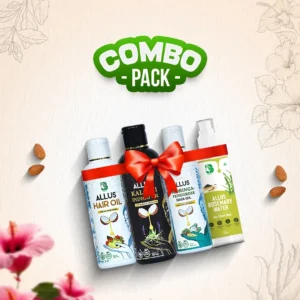 Home 44 Allus Hair Oil 100ml + Allus Kalonji Indigo Oil 100ml + Allus Moringa Hair Oil 100ml + Allus Rosemary Water 200ml (Pack of 4)