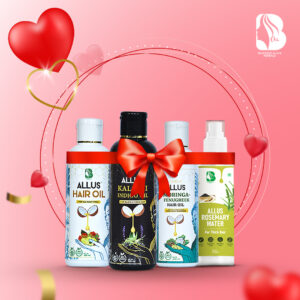 Allus Hair Oil 100ml + Allus Kalonji Indigo Oil 100ml + Allus Moringa Hair Oil 100ml + Allus Rosemary Water 200ml (Pack of 4)