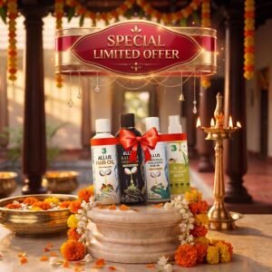 Allus Hair Oil 100ml + Allus Kalonji Indigo Oil 100ml + Allus Moringa Hair Oil 100ml + Allus Rosemary Water 200ml (Pack of 4)