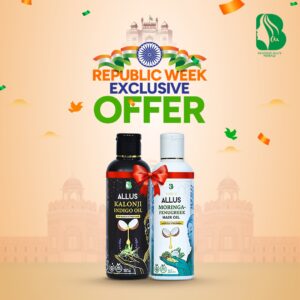 Allus Kalonji Indigo Oil 200ml  + Allus Moringa Fenugreek Oil 200ml (Pack of 2)